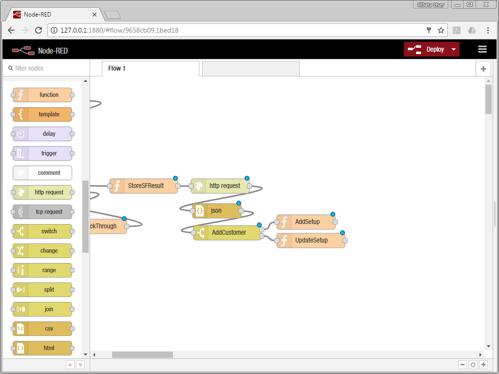 The switch and function Nodes to Add or Update