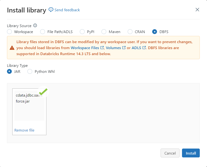 Loading the JDBC JAR File into Azure