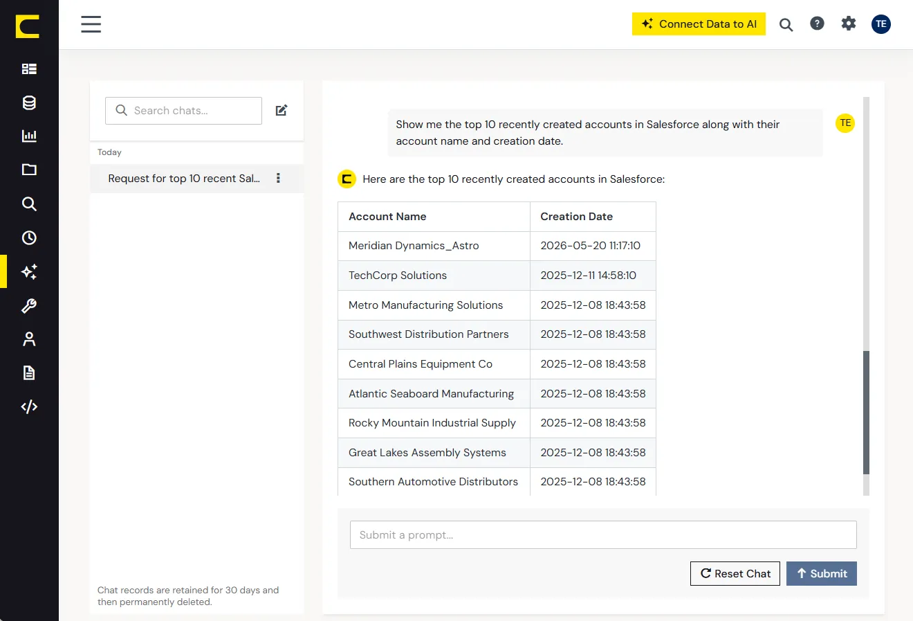 Natural language business questions turning into executable queries