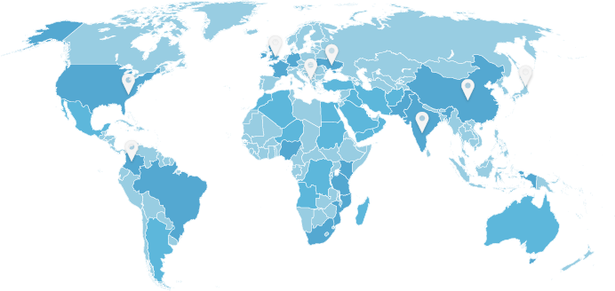Global Office Locations Marked on a World Map