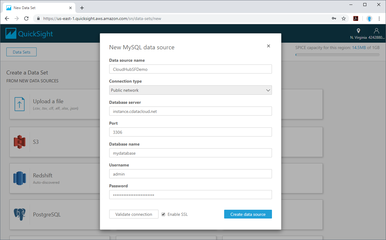 Accesing CData Connect Data Sources in QuickSight