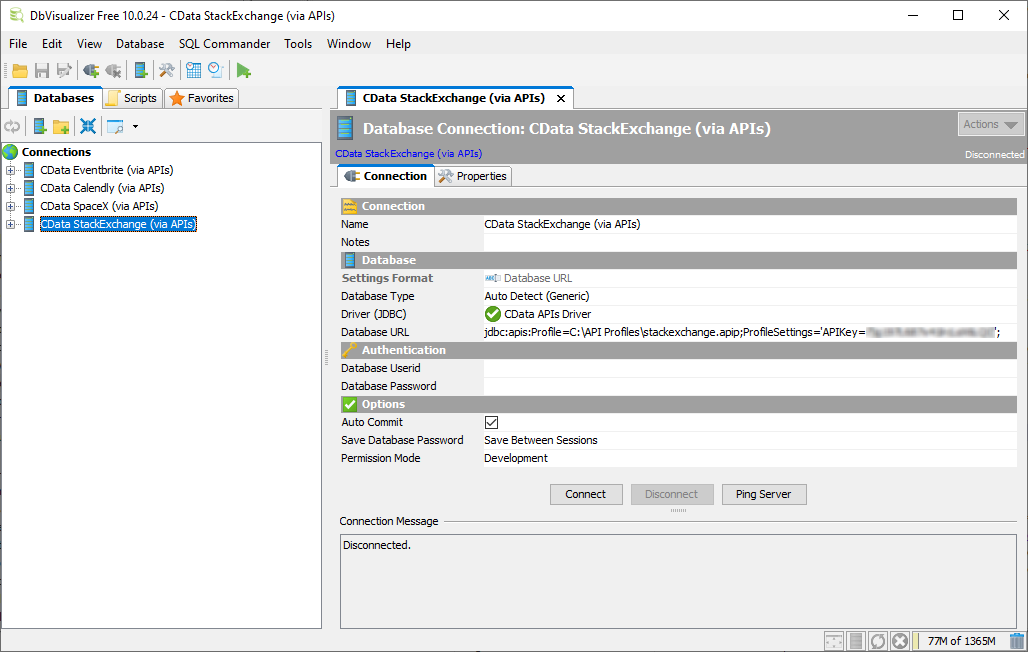 StackExchange Profile にDbVisualizer から接続