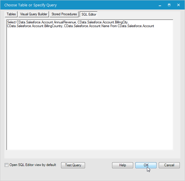 SQL Editorでのクエリーの変更.