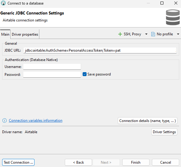 Add JDBC URL
