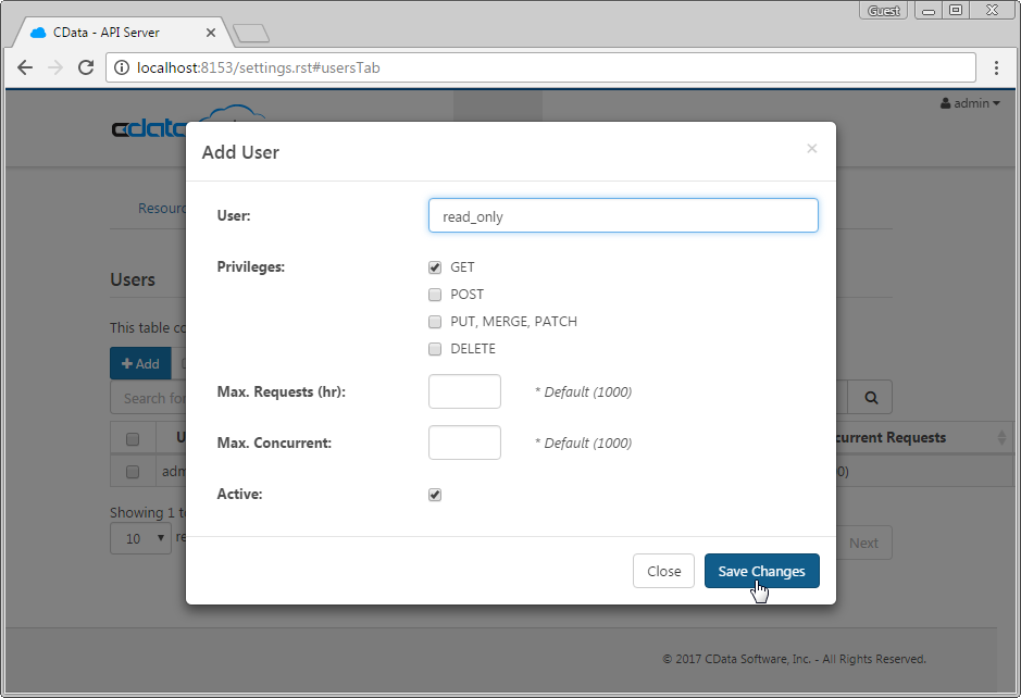 Creating a new user