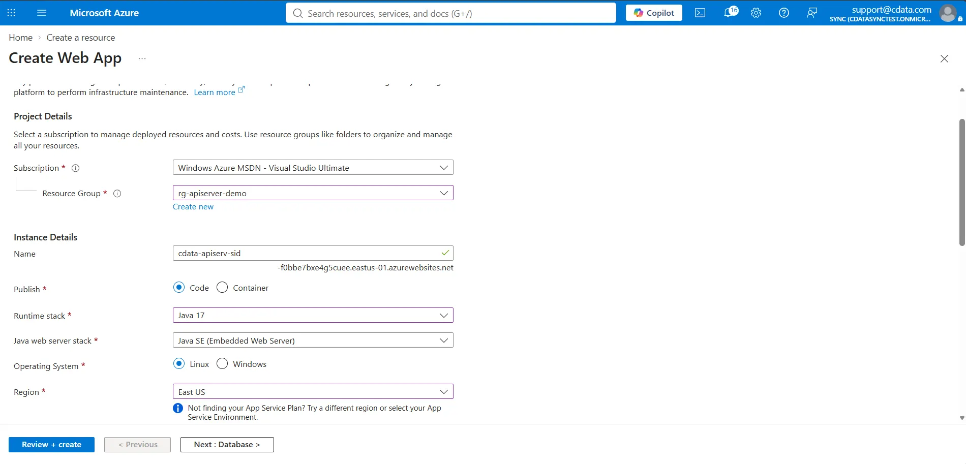Fill the basic settings for your webapp Fill the basic settings for your webapp