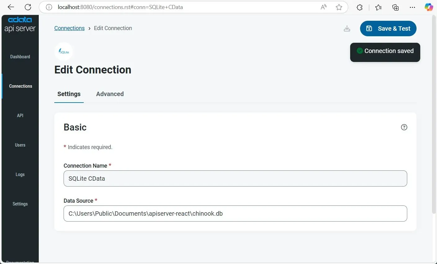 CData API Server Add a Connection