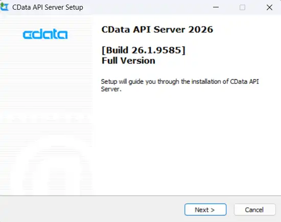 CData API Server setup wizard. CData API Server setup wizard.