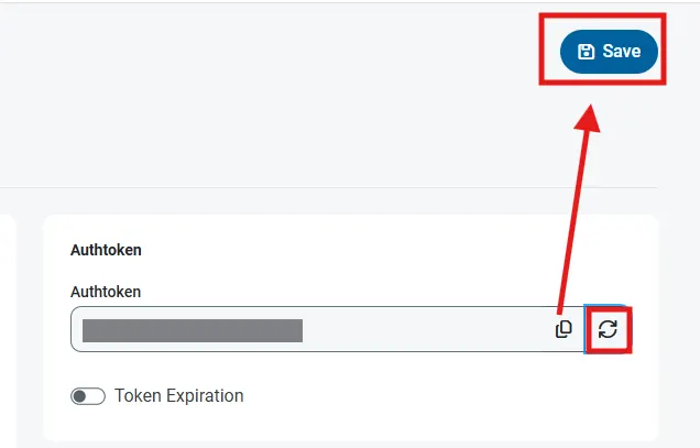 Auth token panel on the user settings page. Auth token panel on the user settings page.
