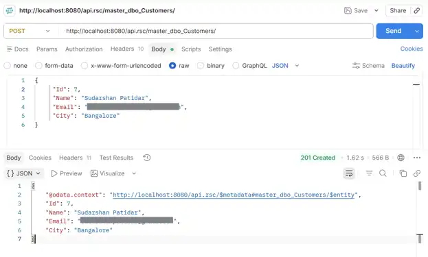 POST request inserting a new row. POST request inserting a new row.