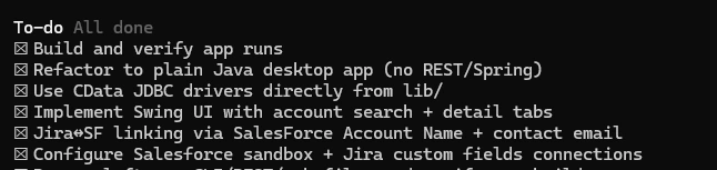 Cursor checking off each step of the build plan