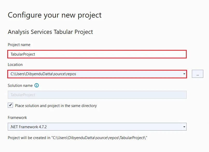 Configure new project