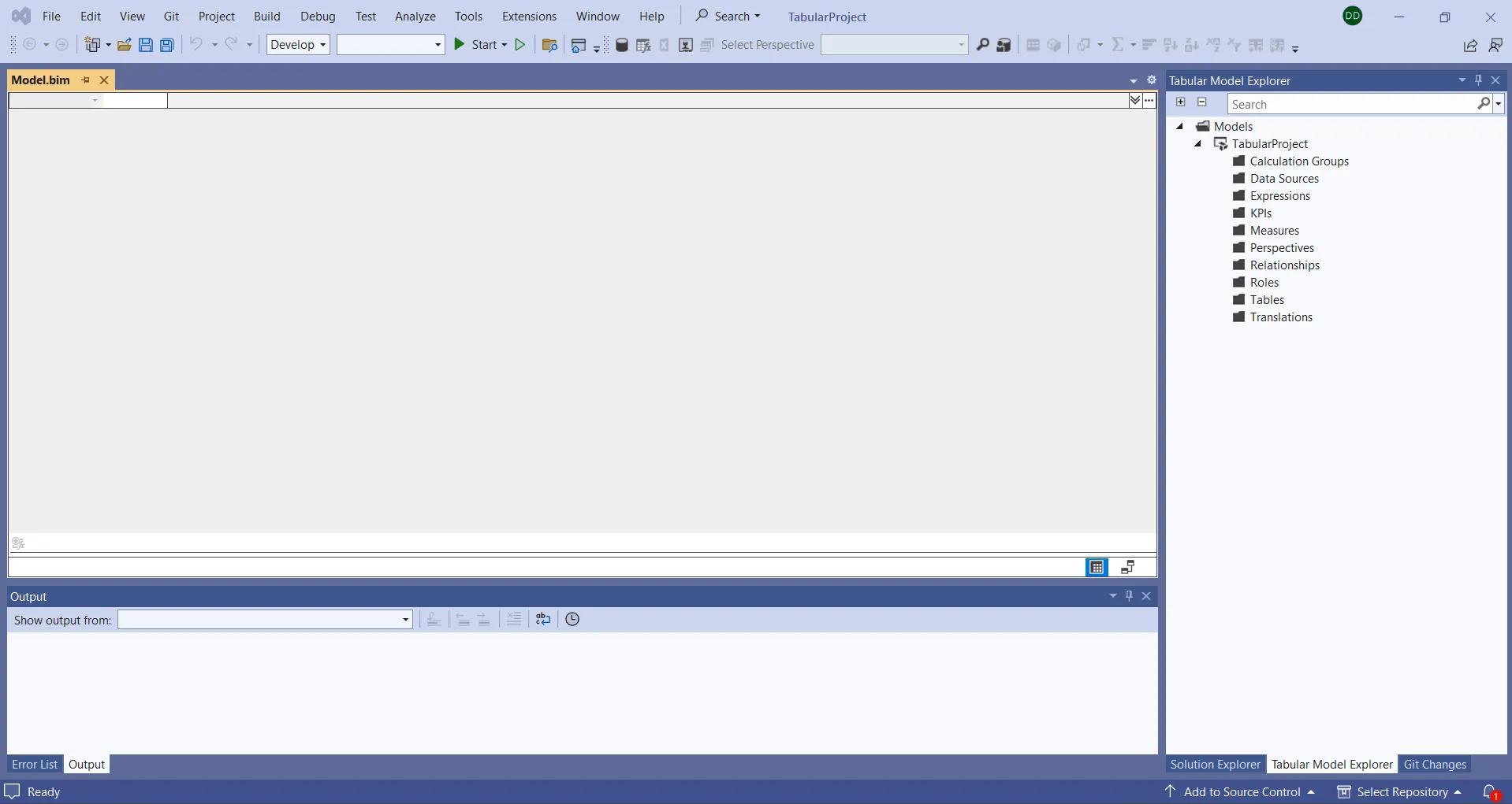 Visual Studio interface for creating the project