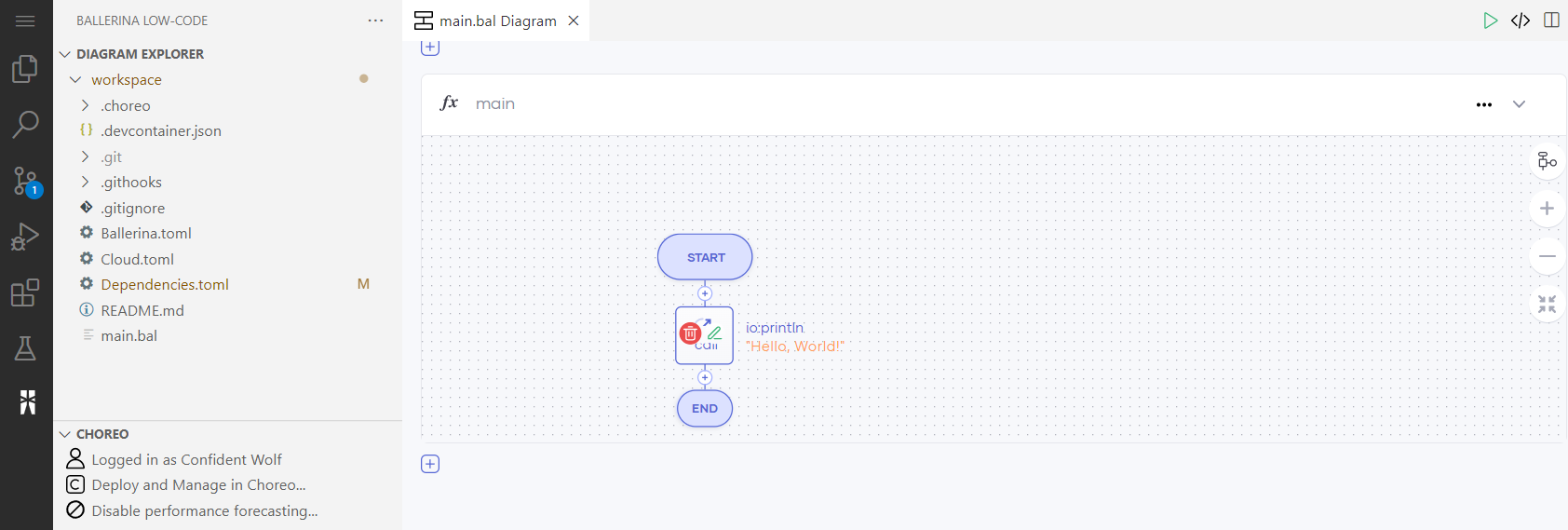 Showing Ballerina Low-Code IDE