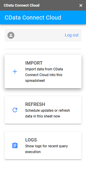 Google スプレッドシートのCData Connect Cloud パネル