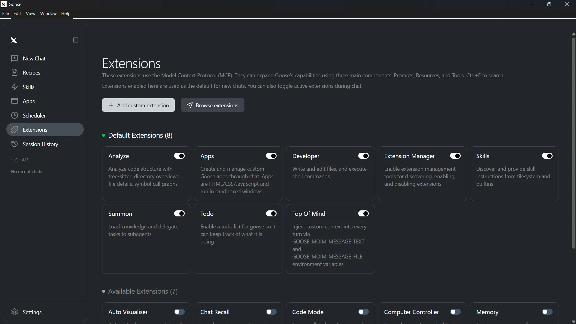 Adding a custom extension in Goose