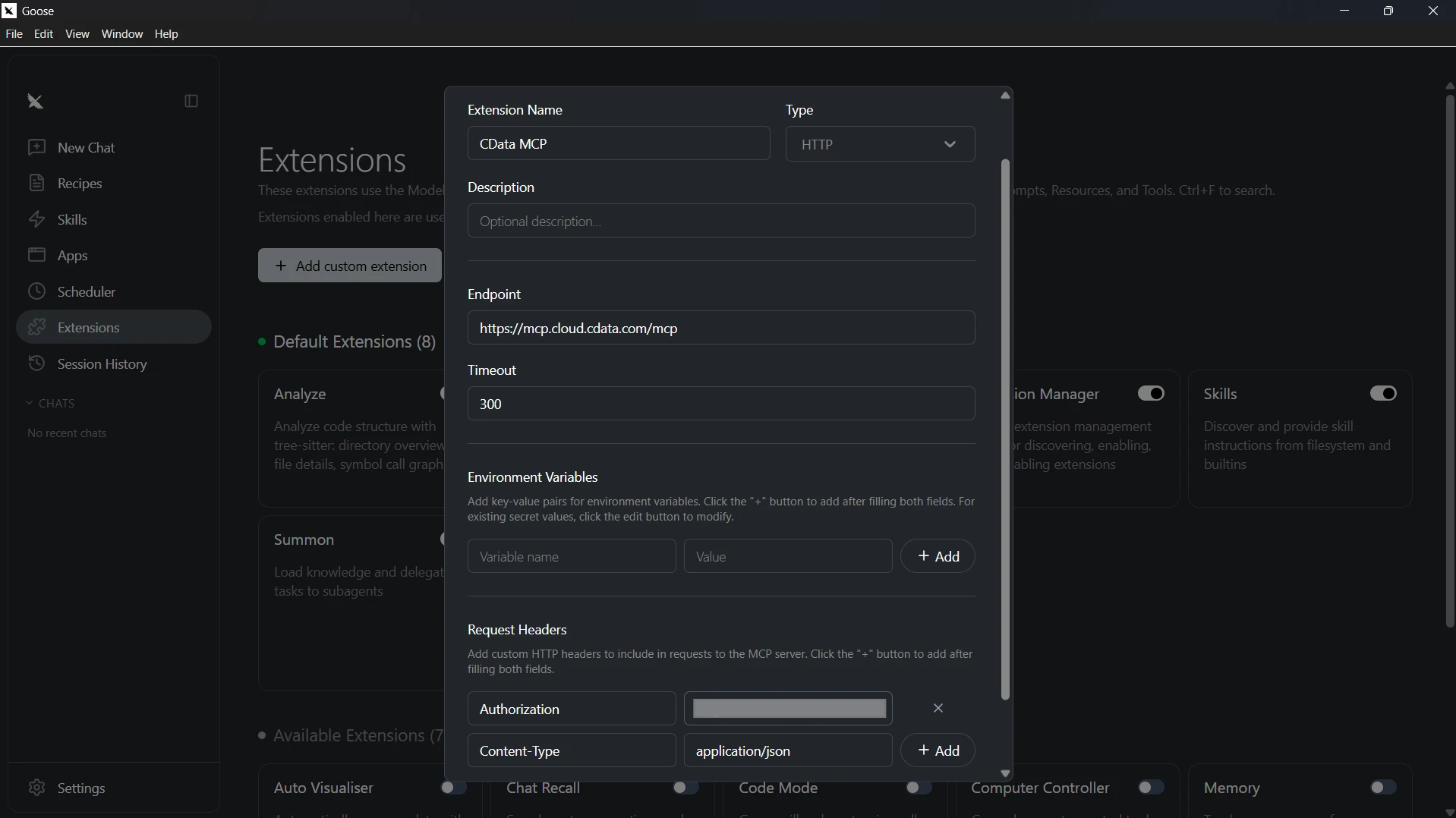 Configuring the Connect AI MCP Server in Goose