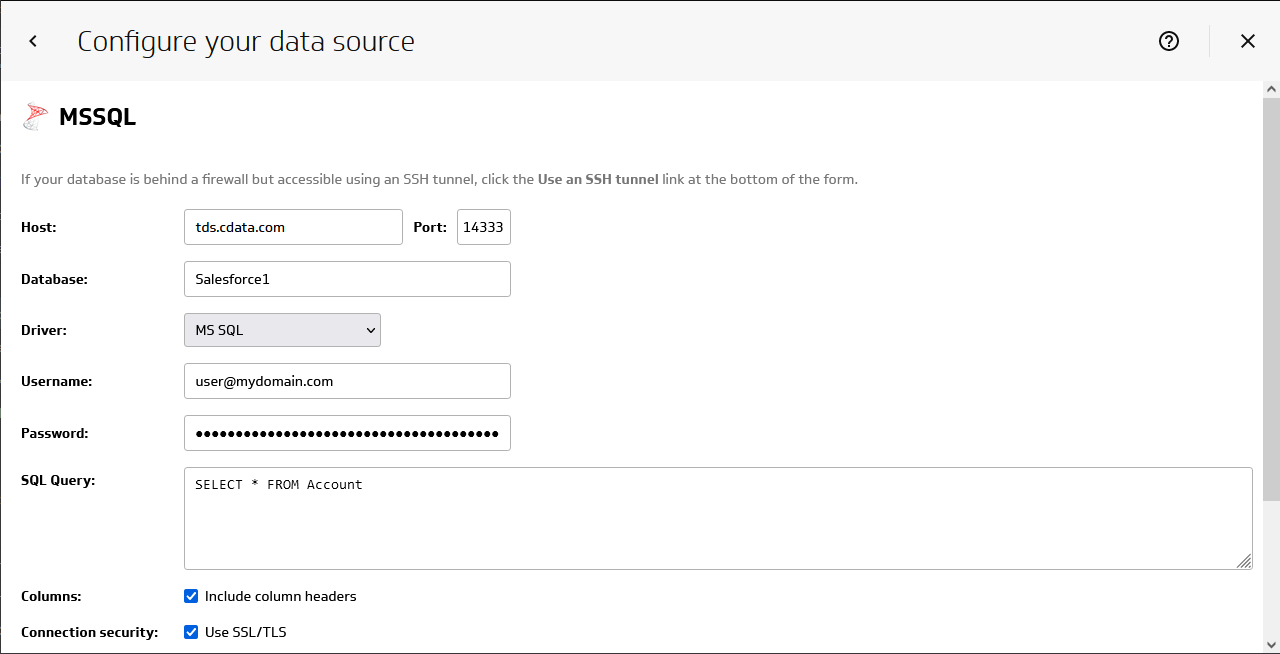 Configuring the connection to Connect Cloud.