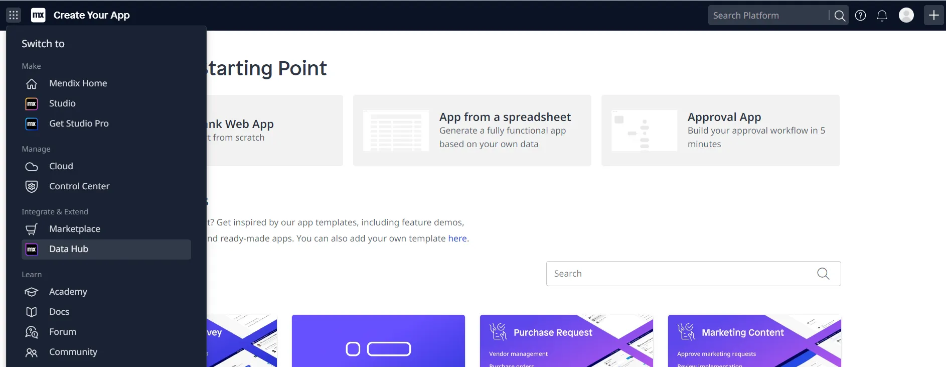 Mendix landing page