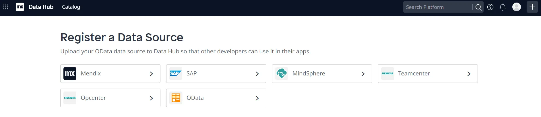 Registering an OData data source