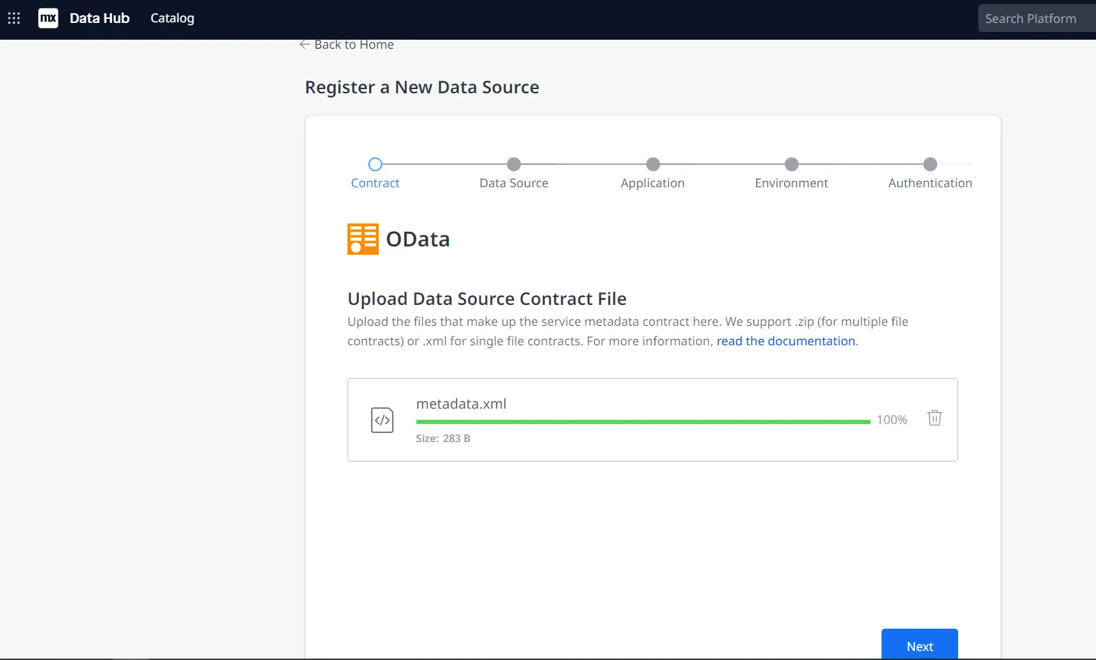 Uploading metadata file