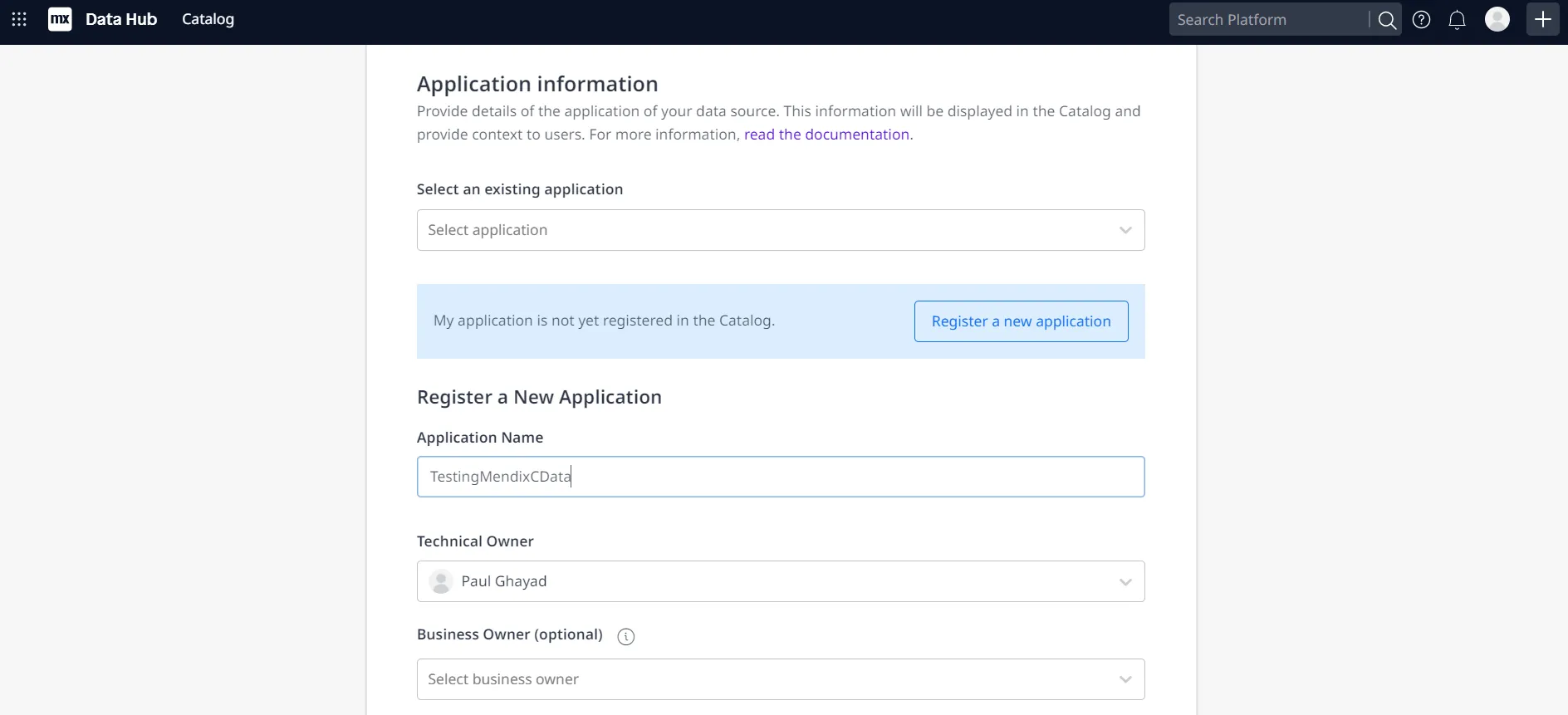Filling in fields for the app