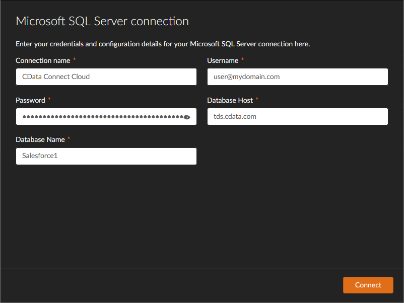 Configuring the Connection to Connect Cloud