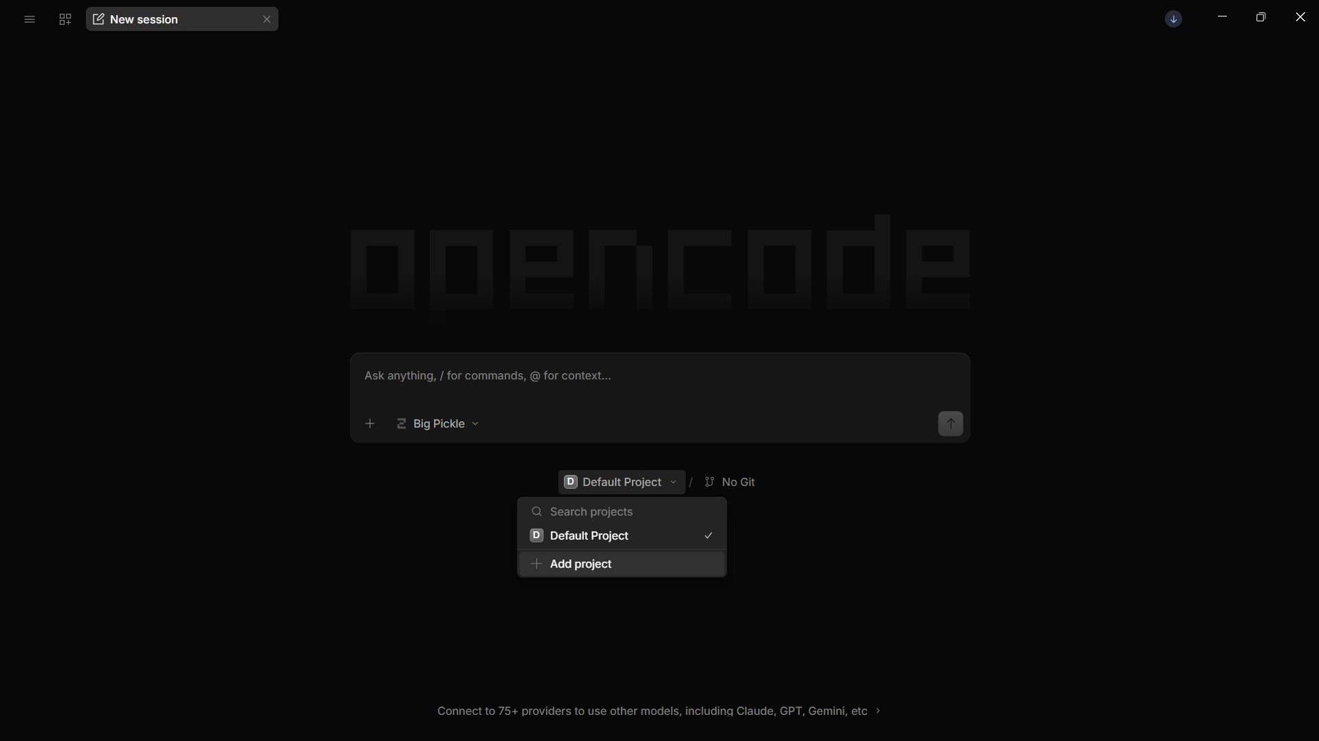 Opening the project directory in OpenCode