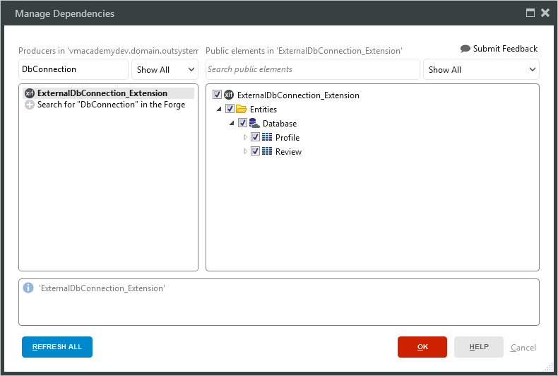 Adding a dependency to the extension