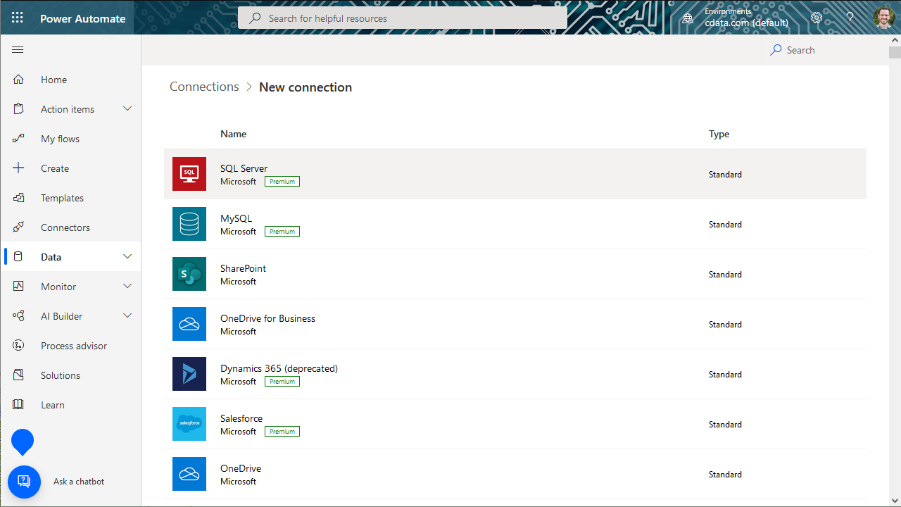 Creating a new SQL Server Connection