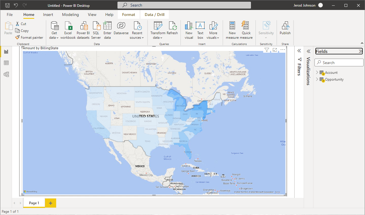 Visualizing data in Power BI (Salesforce データの表示)