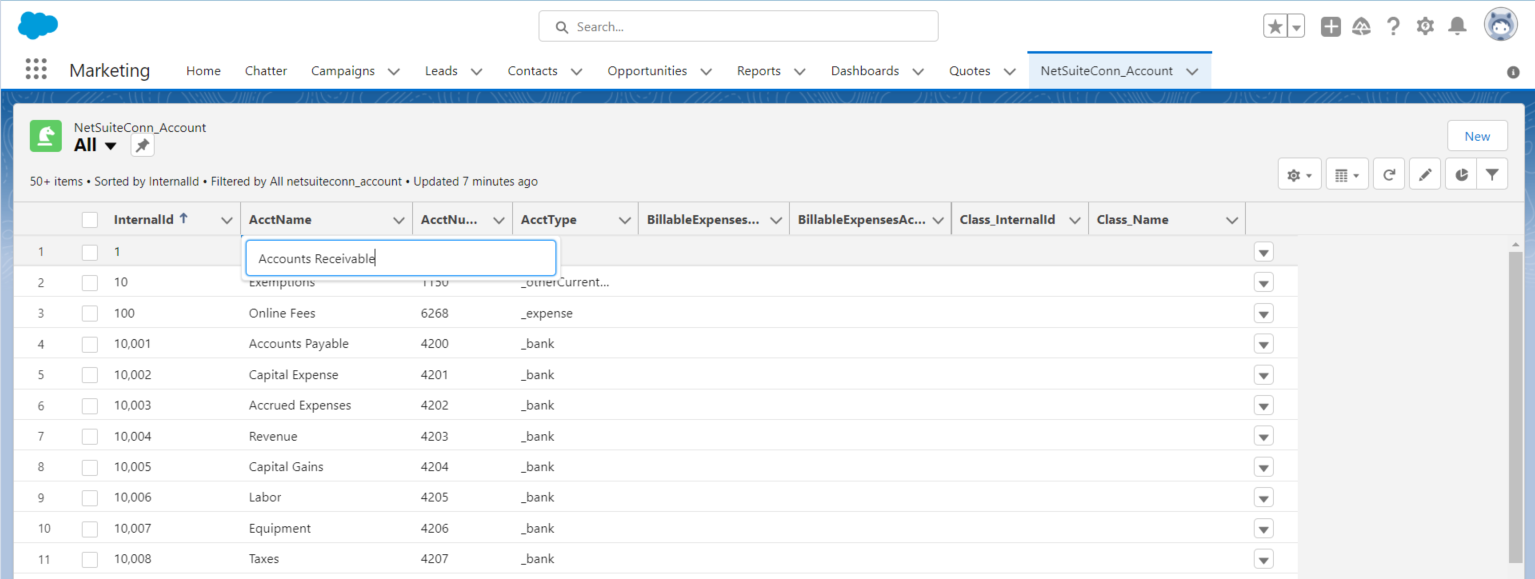 Editing external objects from Salesforce （NetSuite の例）
