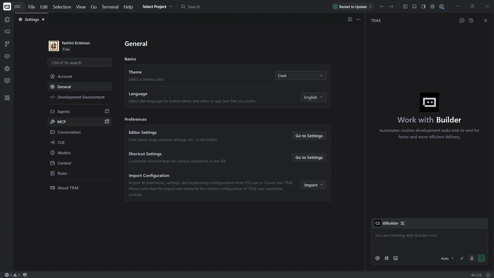 Navigating to MCP settings