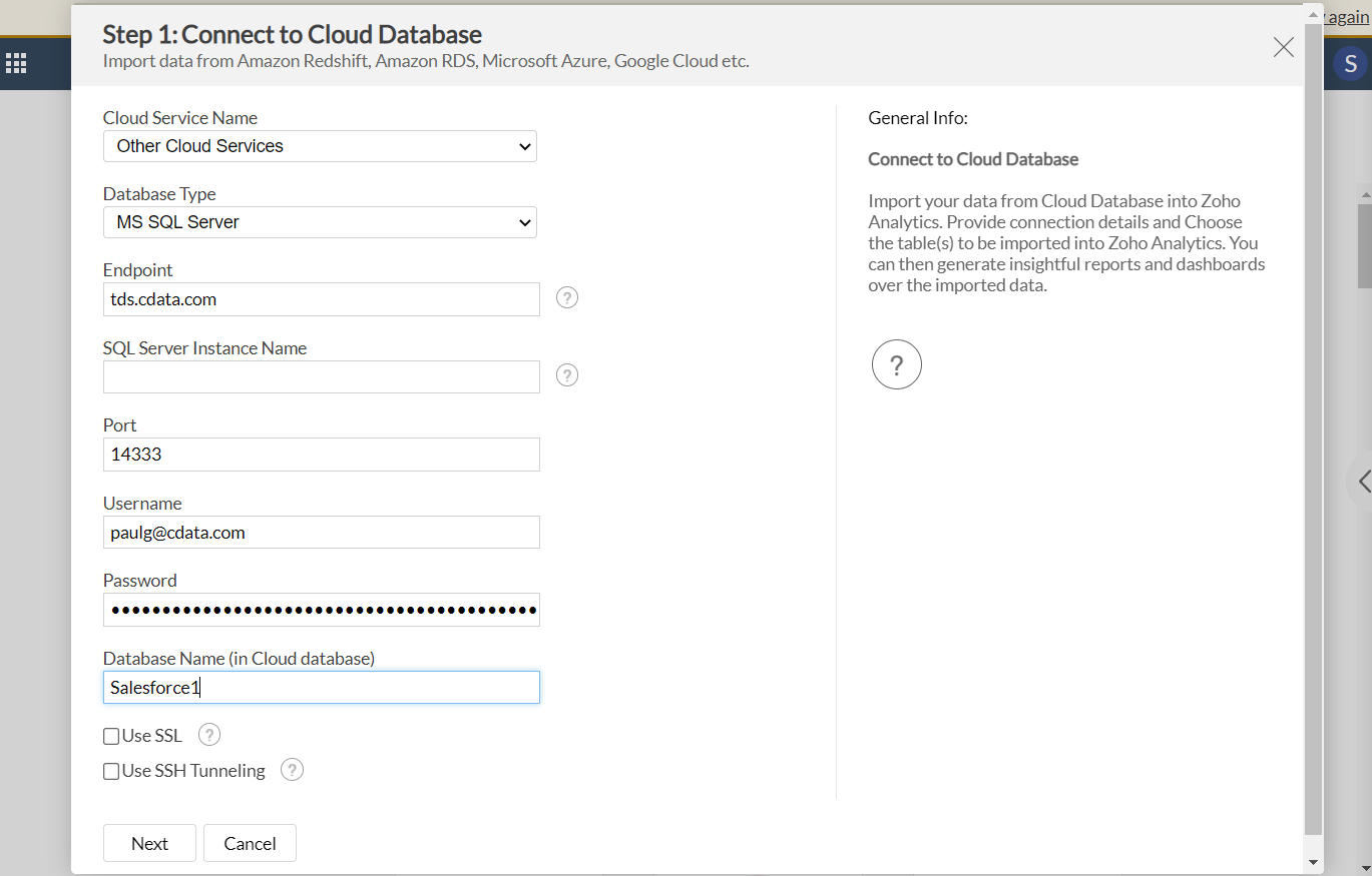 Displaying configuration settings