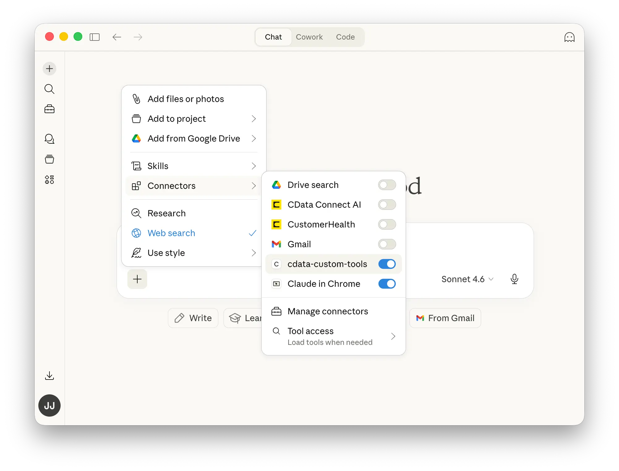 cdata-custom-tools MCP server active in Claude Desktop