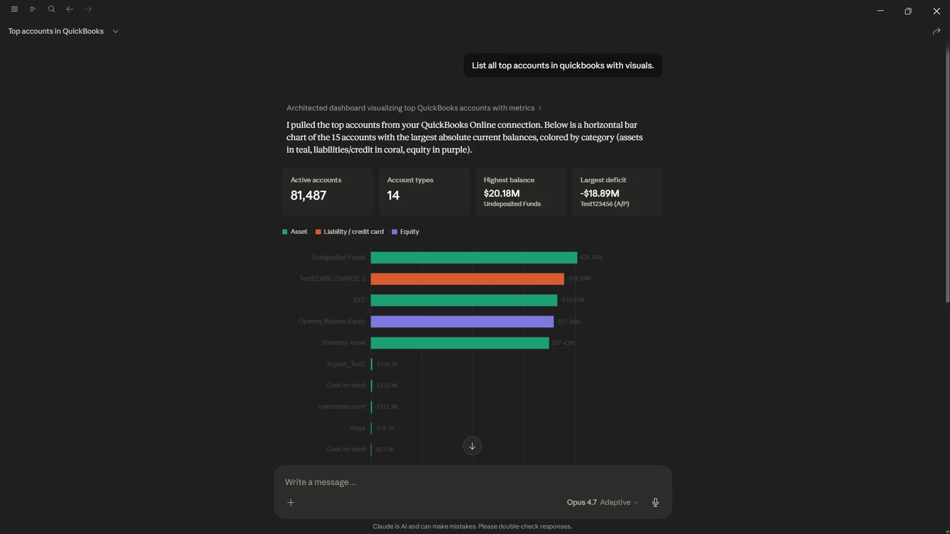 Querying live finance data in Claude.
