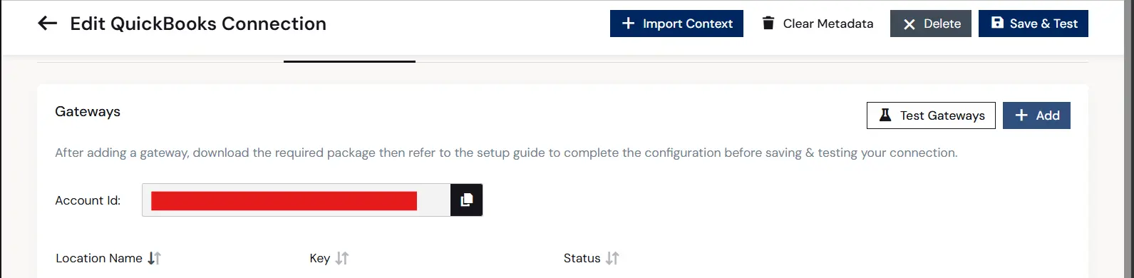 The Private Cloud Connector tab in Connect AI showing the Account Id field