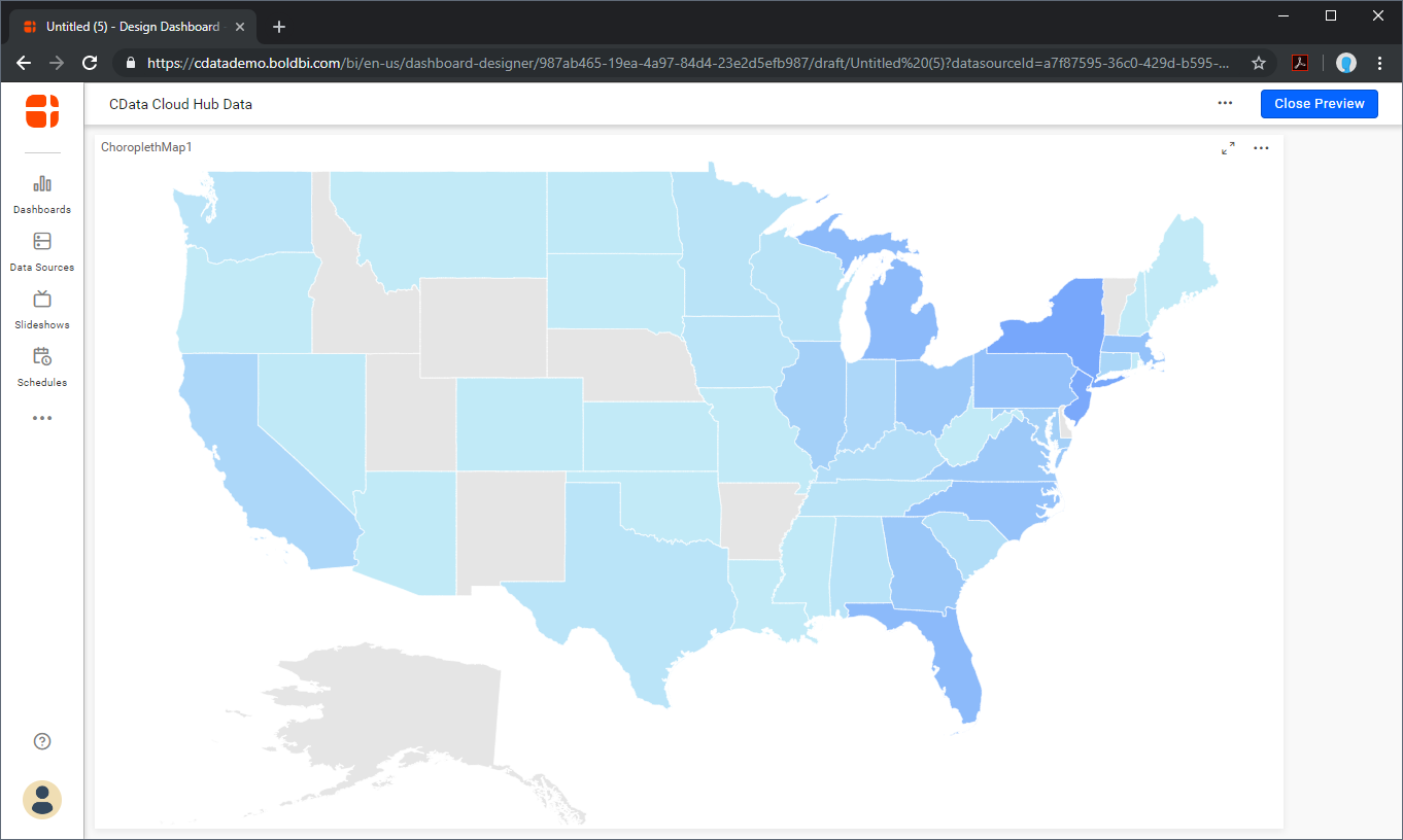 Visualizing Power BI XMLA data in a Bold BI dashboard