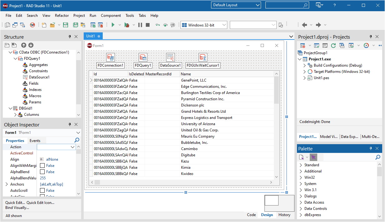 A Sample VCL Form with all Requisite Objects. (Salesforce is shown.)
