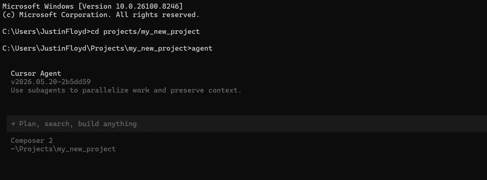 Starting a Cursor CLI session