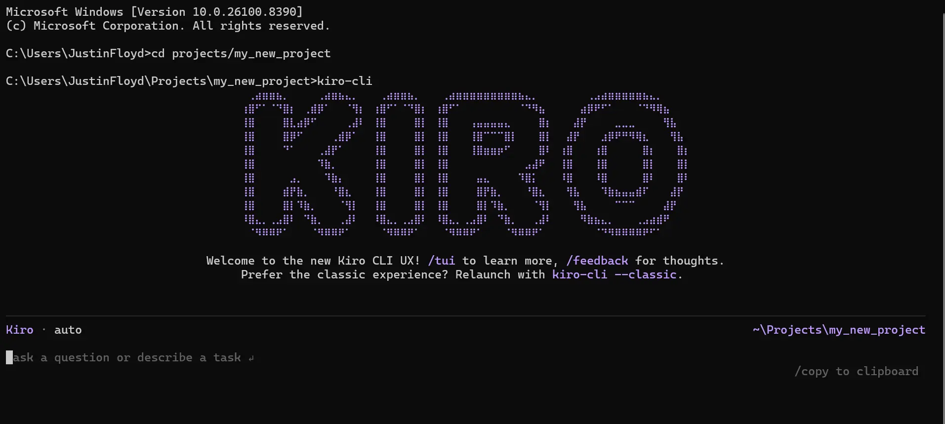 Starting a Kiro CLI session