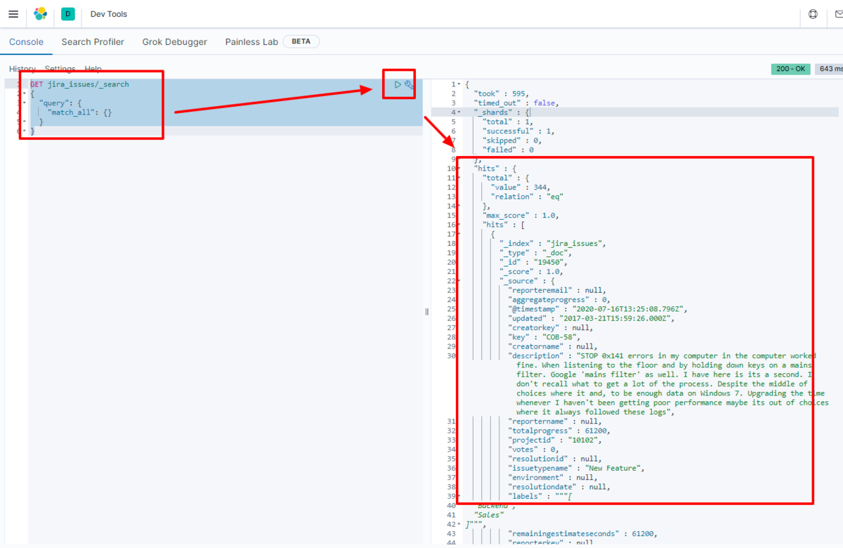 Querying the Presto data loaded into Elasticsearch