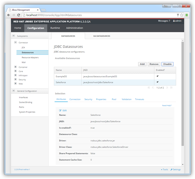 The enabled data source. (Salesforce is shown.)