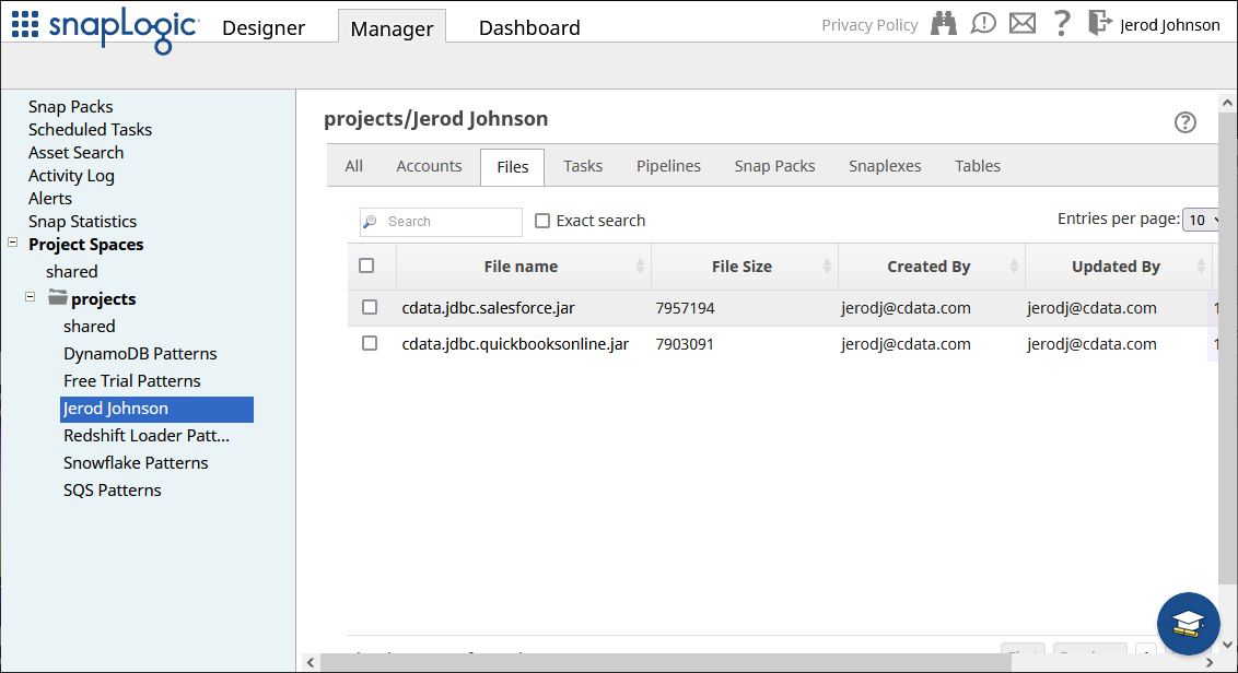 Uploaded JDBC Driver (Salesforce & QuickBooks Online are shown)