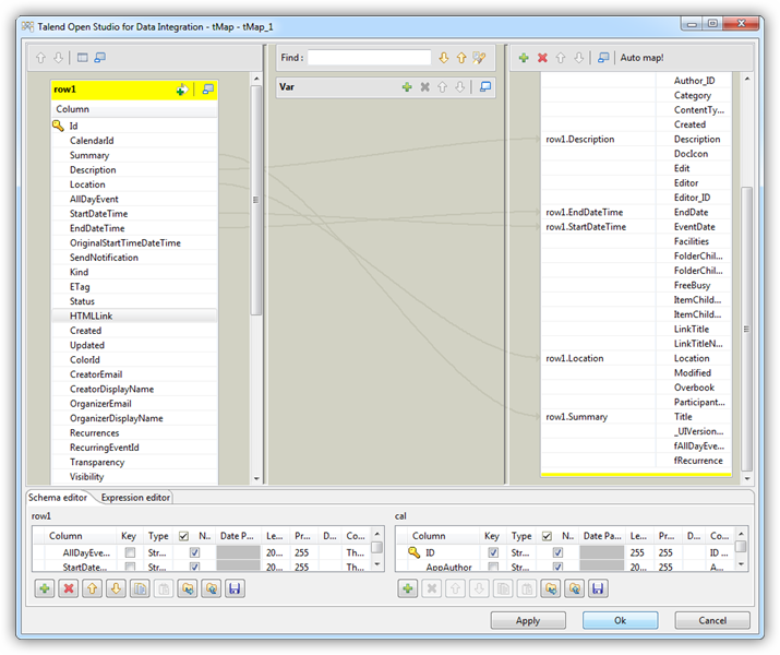 Transfer Google Calendars to SharePoint in Talend