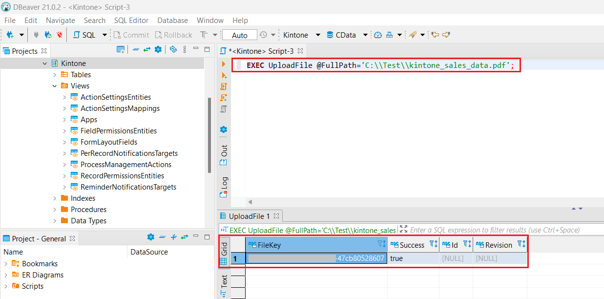 Upload the file with the UploadFile stored procedure