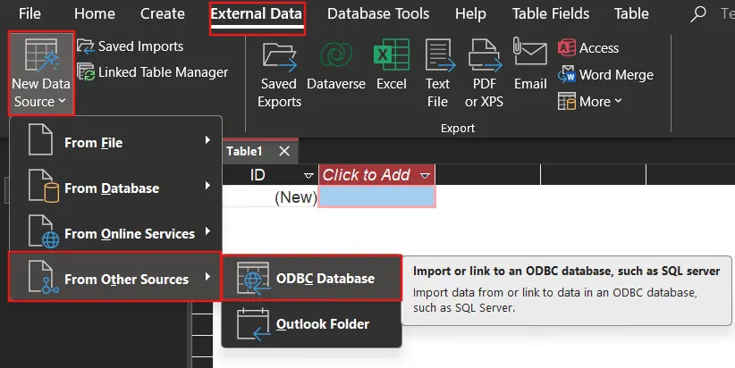 Connect to ODBC Database