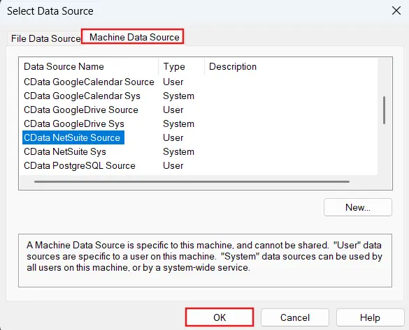 Select the Data Source