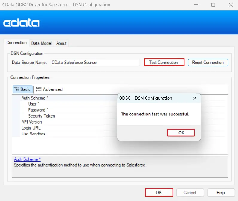 CData ODBC Driver for Salesforce - DSN Configuration