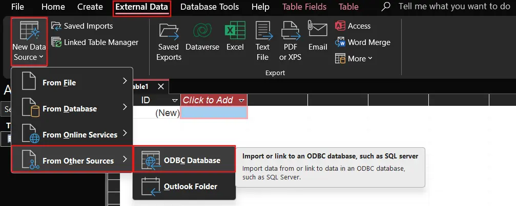 Connect to ODBC Database